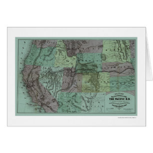 Cartão Mapa pacífico 1877 da estrada de ferro