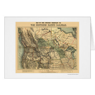 Cartão Mapa pacífico do norte 1871 da estrada de ferro