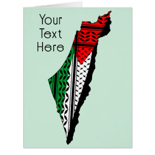 Cartão Mapa Palestino que Bandeira e Padrão Keffiyeg