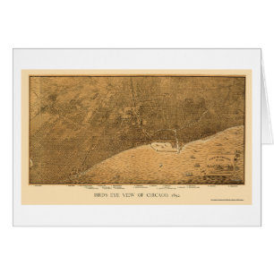 Cartão Mapa panorâmico de Chicago, IL - 1892a