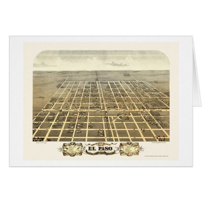Cartão Mapa panorâmico de El Paso, IL - 1869 (Frente Horizontal)