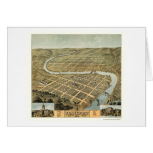 Cartão Mapa panorâmico de Frankfort, KY - 1871