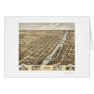 Cartão Mapa panorâmico de Genebra, IL - 1869