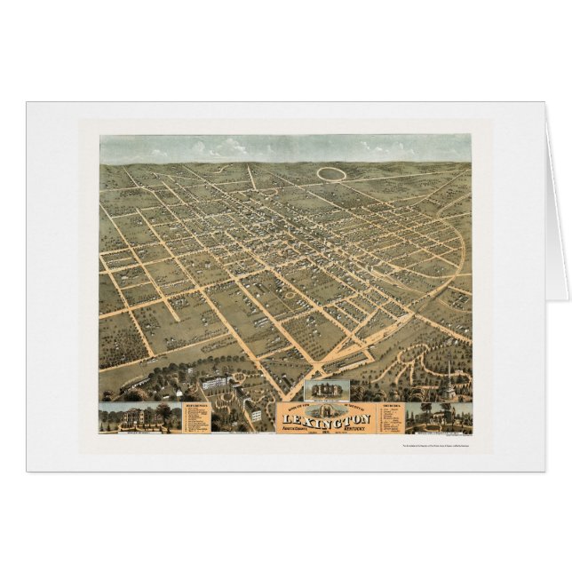 Cartão Mapa panorâmico de Lexington, KY - 1871 (Frente Horizontal)