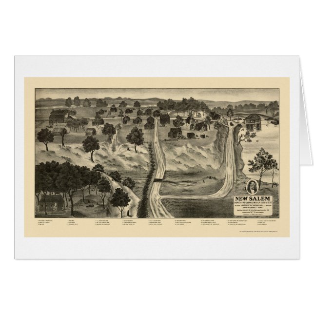 Cartão Mapa panorâmico de Salem novo, IL - 1837 (Frente Horizontal)