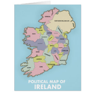 Cartão Mapa Político Da Irlanda.