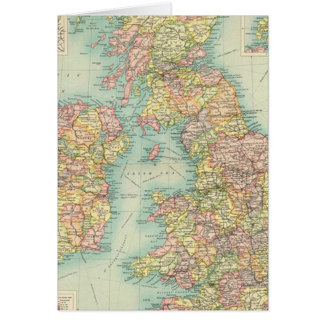 Cartão Mapa político das Ilhas Britânicas (Frente)