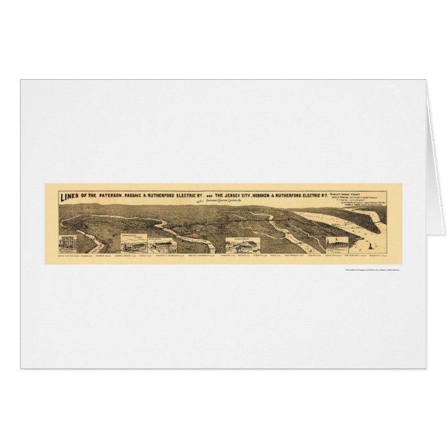 Cartão Mapa Railway elétrico 1894 da estrada de ferro (Frente Horizontal)