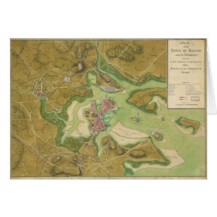 Cartão Mapa revolucionário da guerra do porto 1776 de