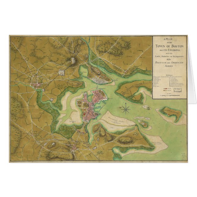 Cartão Mapa revolucionário da guerra do porto 1776 de (Frente Horizontal)