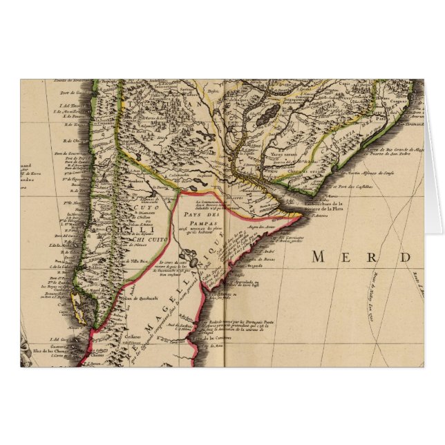 Cartão Mapa sul-americano gravado (Frente Horizontal)
