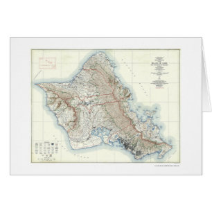 Cartão Mapa topográfico 1938 de Oahu Havaí