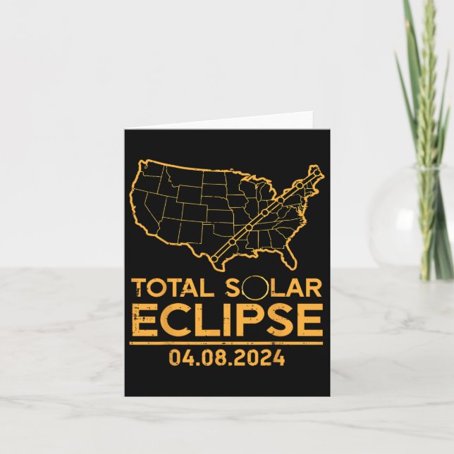 Cartão Mapa Total do Eclipse Solar 04.08.24 Totalidade Ho (Frente)