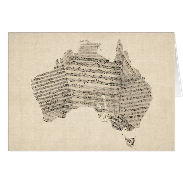 Cartão Mapa velho da partitura do mapa de Austrália (Frente Horizontal)