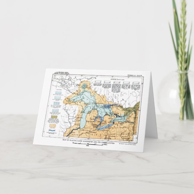 Cartão Mapa Vintage dos Lagos Excelentes (Frente)