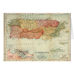 Cartão Mapa Vintage Porto Rico, 1898 Rand McNally & Co.