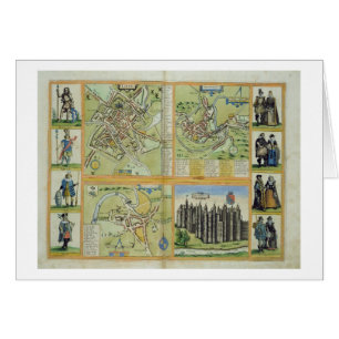 Cartão Mapas de York, de Shrewsbury, de Lancaster, e de