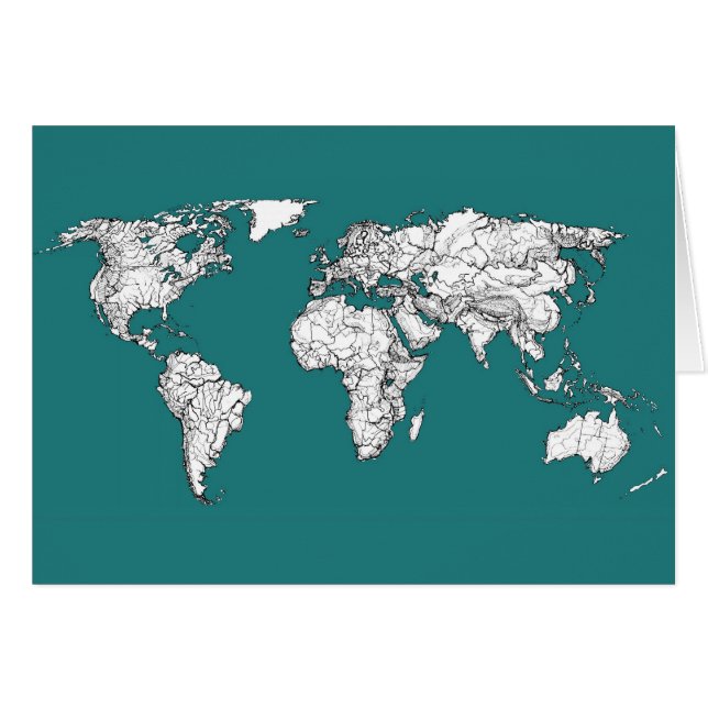 Cartão Mapas do mundo na turquesa (Frente Horizontal)