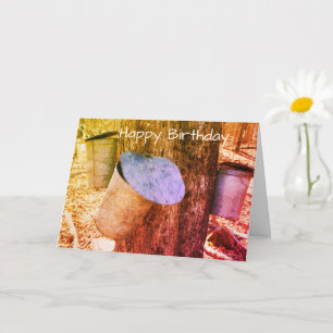 Cartão Maple Syrup Sap Baldes Na Placa De Aniversário Da 