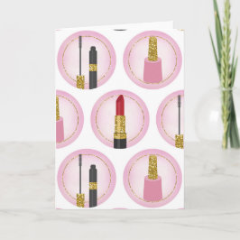 Cartão Maquiagem Cor-de-Rosa Cosméticos Padrão Cosmetolog