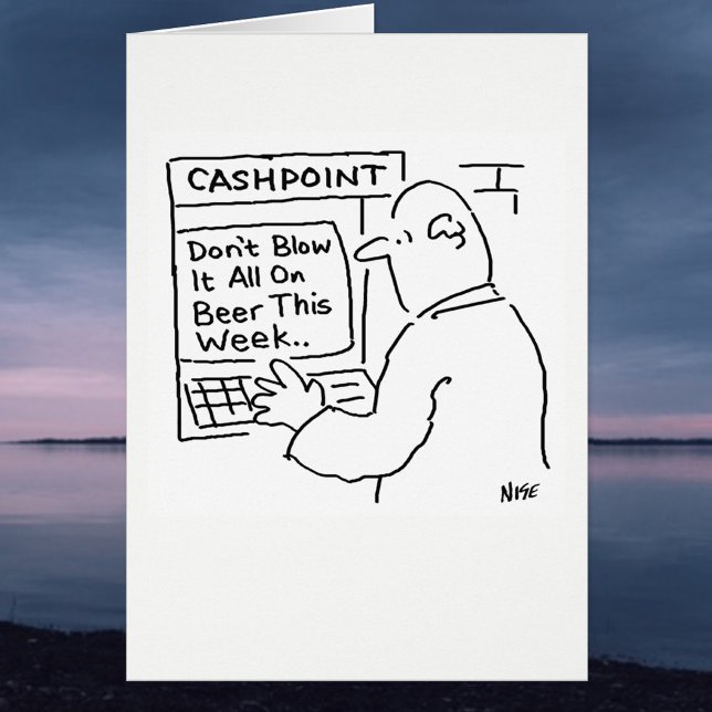 Cartão Máquina de Cashpoint diz "Não soprar a cerveja" (Criador carregado)