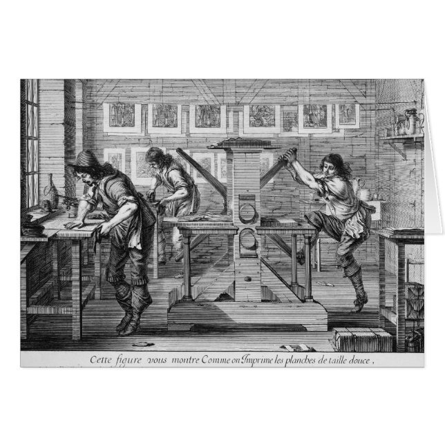 Cartão Máquina impressora francesa, 1642 (Frente Horizontal)