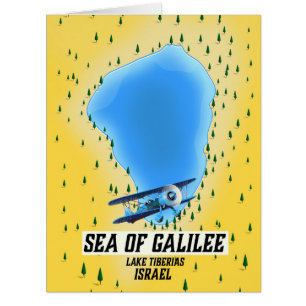 Cartão Mar da Galileia - Mapa de Israel poster