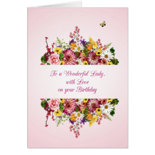Cartão Maravilhosa Lady Birthday Belo Buquê