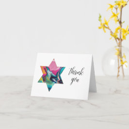 Cartão Marbled Rainbow Jewish Star Bat Mitzvah Obrigado