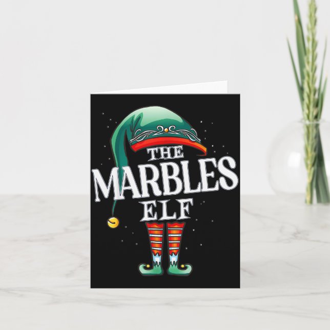 Cartão Marbles Elf Christmas Group Xmas Pajama Party  (Frente)