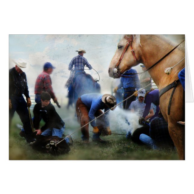 Cartão Marcagem com ferro quente do rancho de Montana (Frente Horizontal)