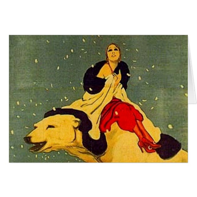 Cartão Marcello Dudovich Art Deco Polar Bear Padova (Frente Horizontal)