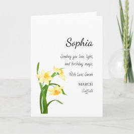 Cartão March Daffodil Personalized Birthday