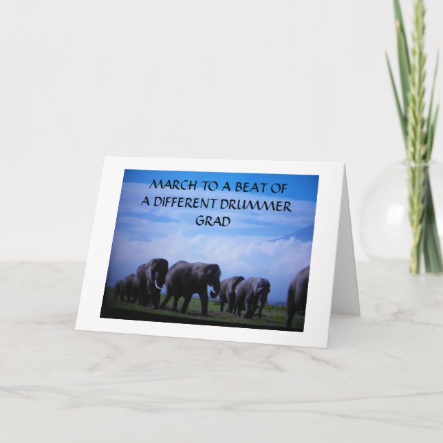 CARTÃO "MARCHA A UM BATE DE UM DROMER DIFERENTE" ELEFANTE (Frente)