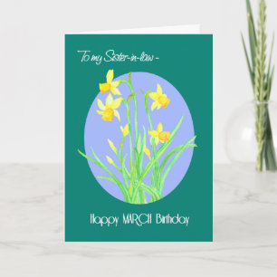 Cartão Marcha de aniversário dos Daffodils bonito para a