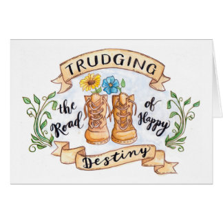 Cartão Marchando a estrada do destino feliz pintado à mão
