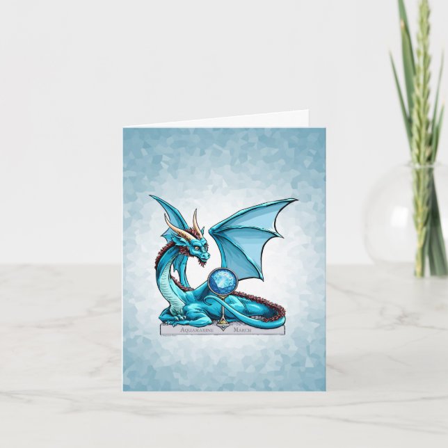 Cartão March's Birthstone Dragon: Aquamarine (Frente)
