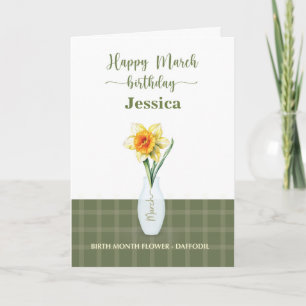 Cartão Março Aniversário Mês Flor Daffodil