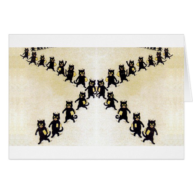 Cartão Março de gatos pretos, Louis Wain (Frente Horizontal)