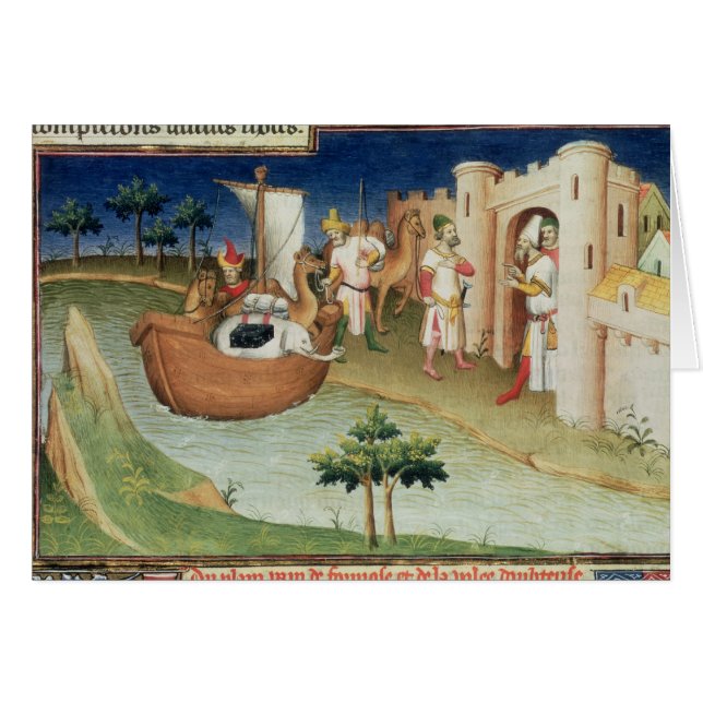 Cartão Marco Polo com chegada dos elefantes e dos camelos (Frente Horizontal)