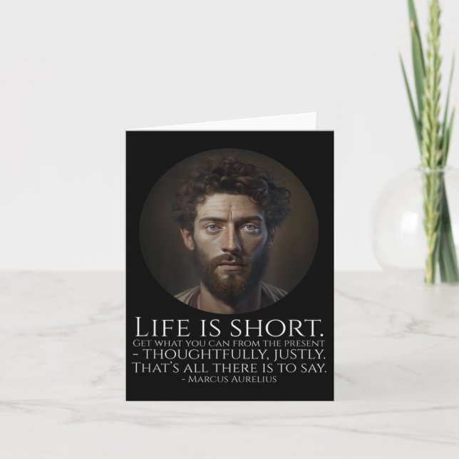 Cartão Marcus Aurelius - A Vida É Curta - Filosofia Estát (Frente)