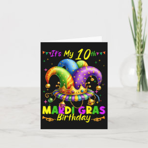 Cartão Mardi Gras 10º Aniversário Gordura Terça-feira 10