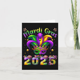 Cartão Mardi Gras 2025 Jester Outfit Kids Meninos