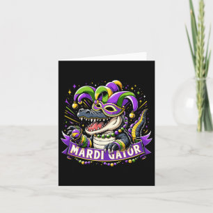 Cartão Mardi Gras Alligator Celebrador