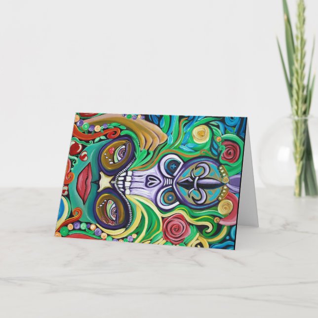 Cartão Mardi Gras Art Greeting Card (Frente)