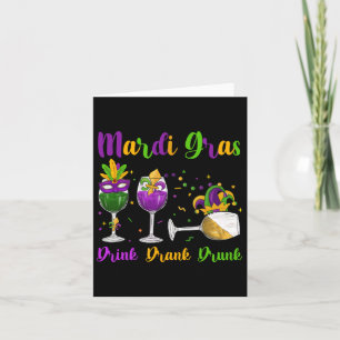 Cartão Mardi Gras Bebe Máscara De Vinho De Bebado E Cl