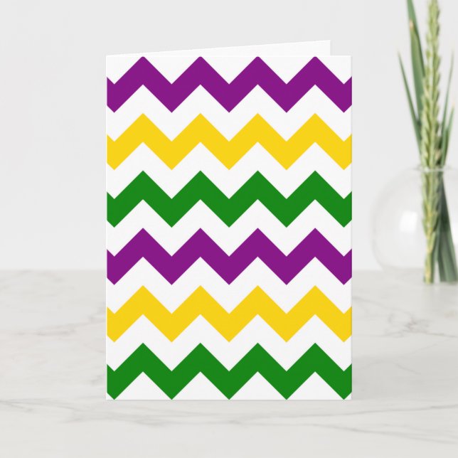 Cartão Mardi Gras Chevron Pattern (Frente)