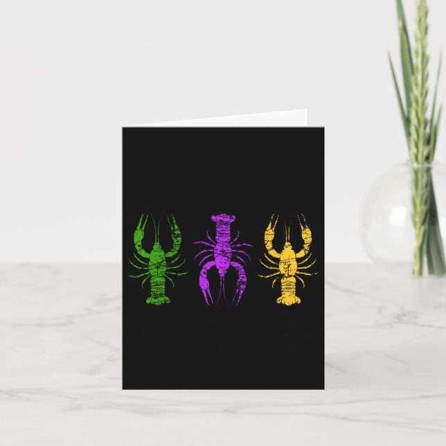 Cartão Mardi Gras Crawfish Jester Hat Bead Tead New Orlea (Frente)