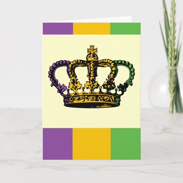 Cartão Mardi Gras Flag Crown (Frente)