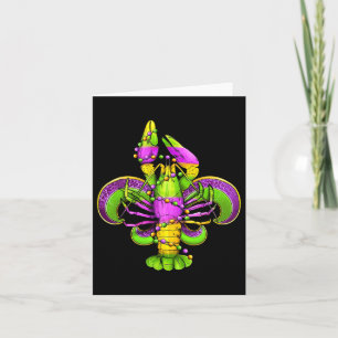 Cartão Mardi Gras Fleur De Lis Crawfish Leopardo Costume